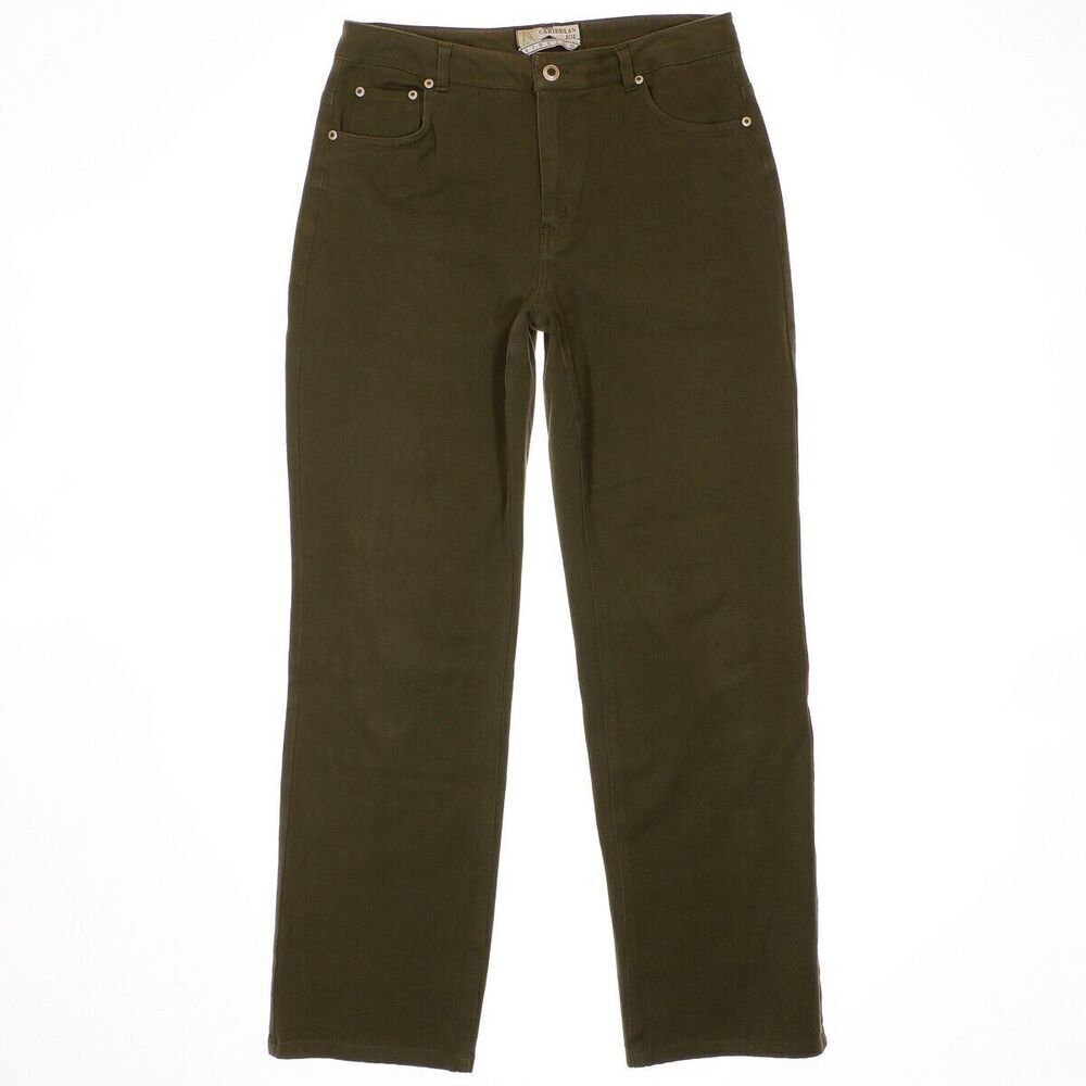 Caribbean Joe Pants Womens 10 Dark Olive Green Straight Measures 30 x 29
